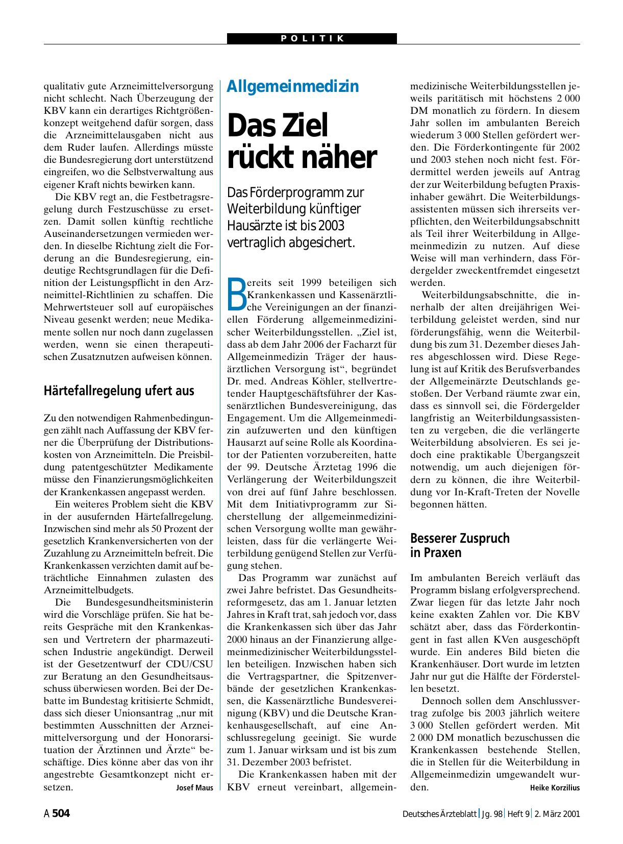 Vorschauseite 1: Allgemeinmedizin: Das Ziel rückt näher
