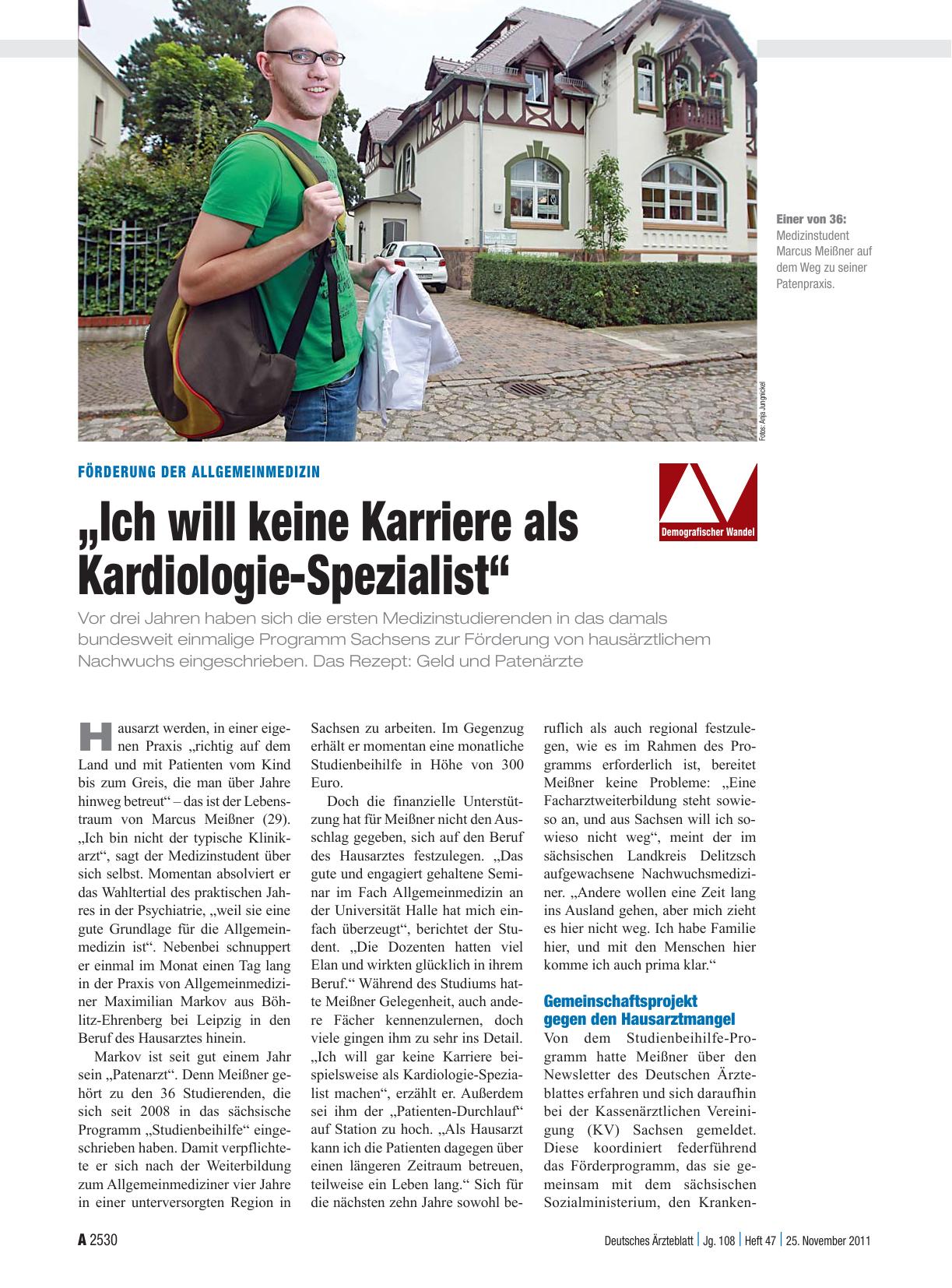 Vorschauseite 1: Förderung der Allgemeinmedizin: „Ich will keine Karriere als Kardiologie-Spezialist“