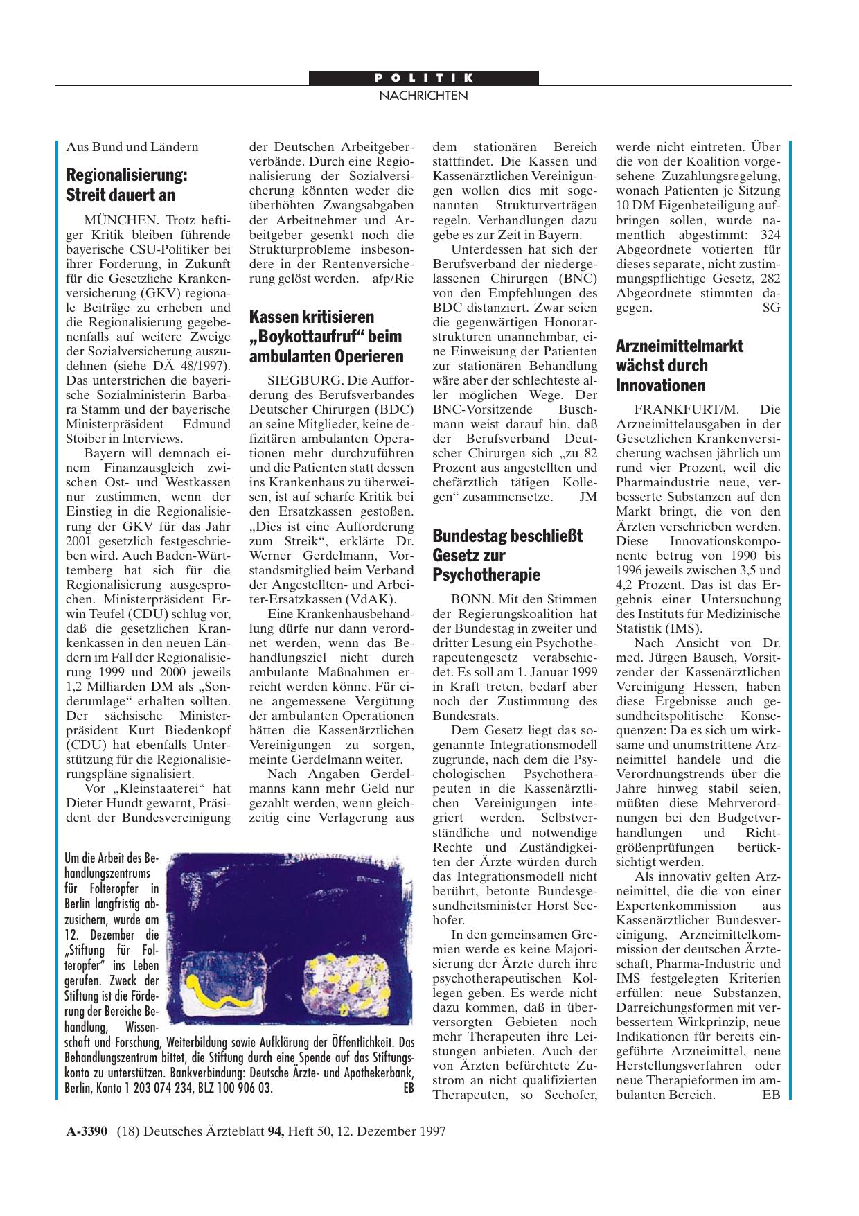 Vorschauseite 1: Regionalisierung: Streit dauert an