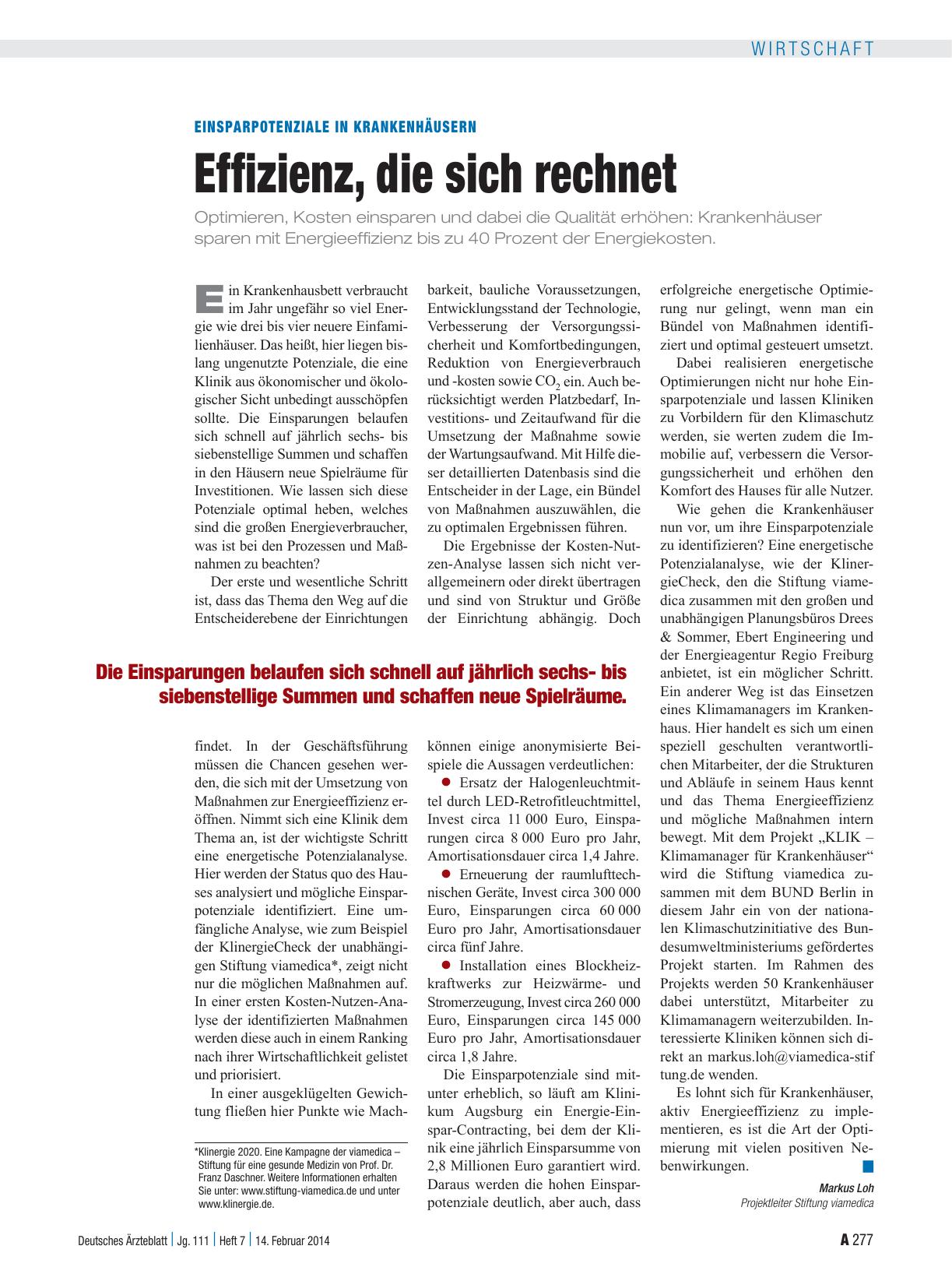 Vorschauseite 1: Einsparpotenziale in Krankenhäusern: Effizienz, die sich rechnet