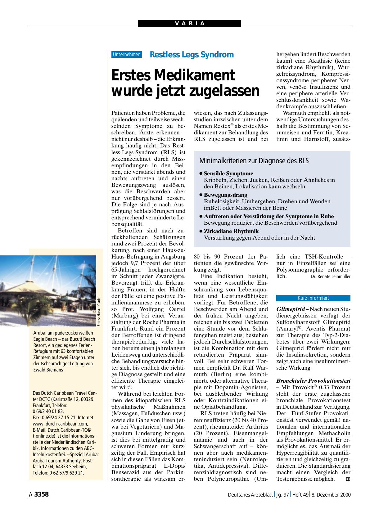 Vorschauseite 1: Restless Legs Syndrom: Erstes Medikament wurde jetzt zugelassen