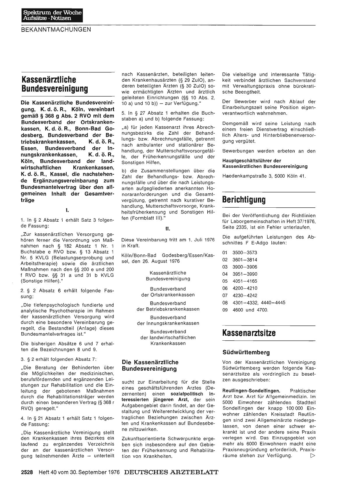Vorschauseite 1: Die Kassenärztliche Bundesvereinigung: geschäftsführender Arzt