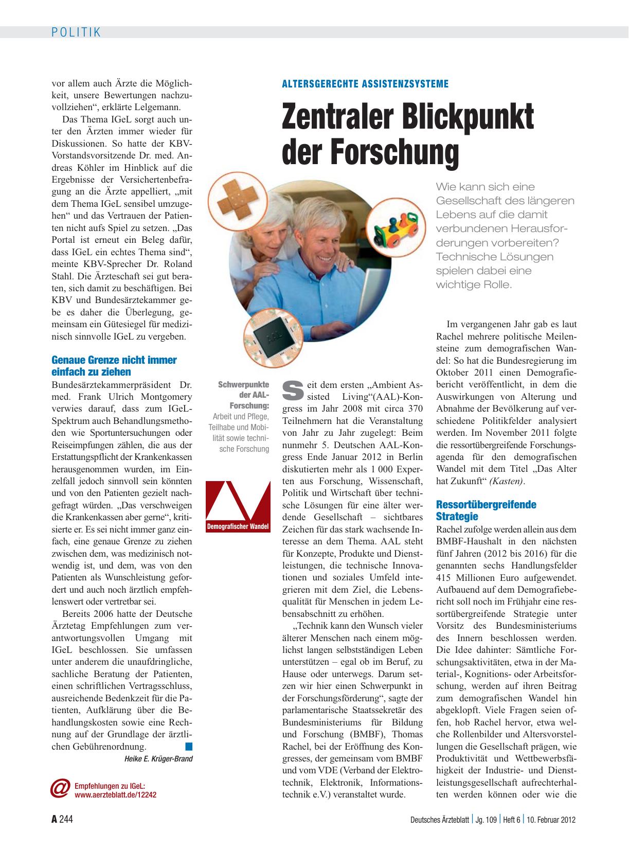 Vorschauseite 1: Altersgerechte Assistenzsysteme: Zentraler Blickpunkt der Forschung
