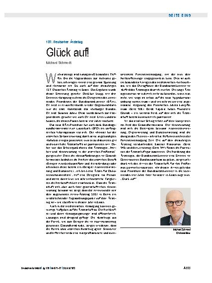 Vorschauseite 1: 127. Deutscher Ärztetag: Glück auf!