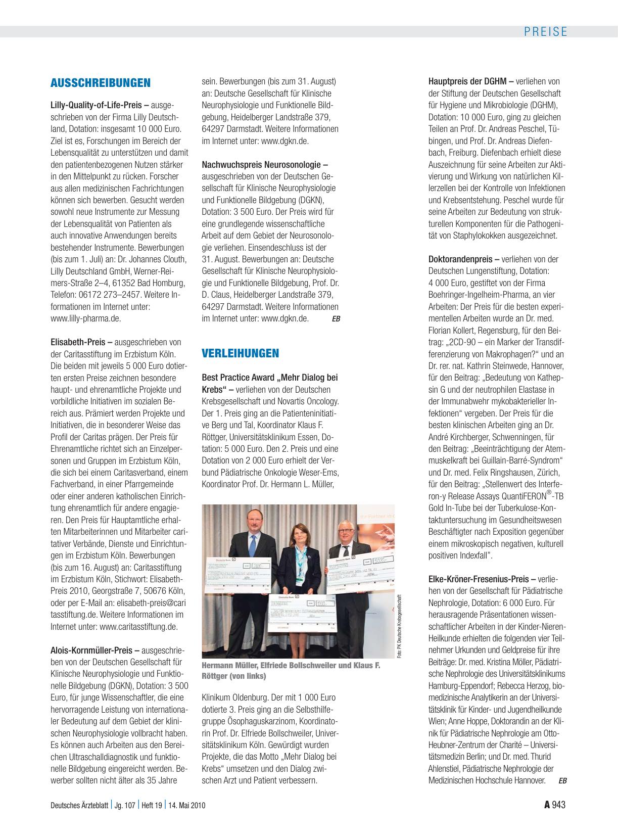Vorschauseite 1: Verleihungen