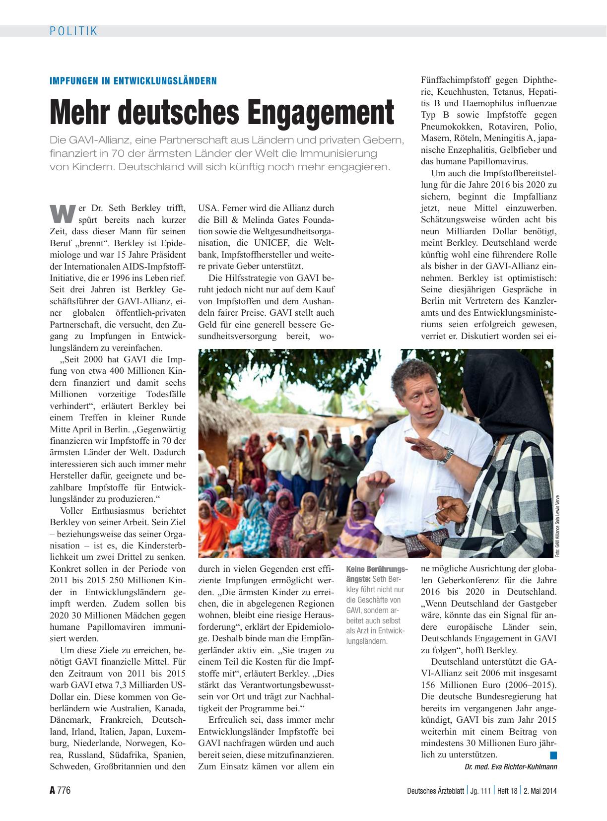 Vorschauseite 1: Impfungen in Entwicklungsländern: Mehr deutsches Engagement