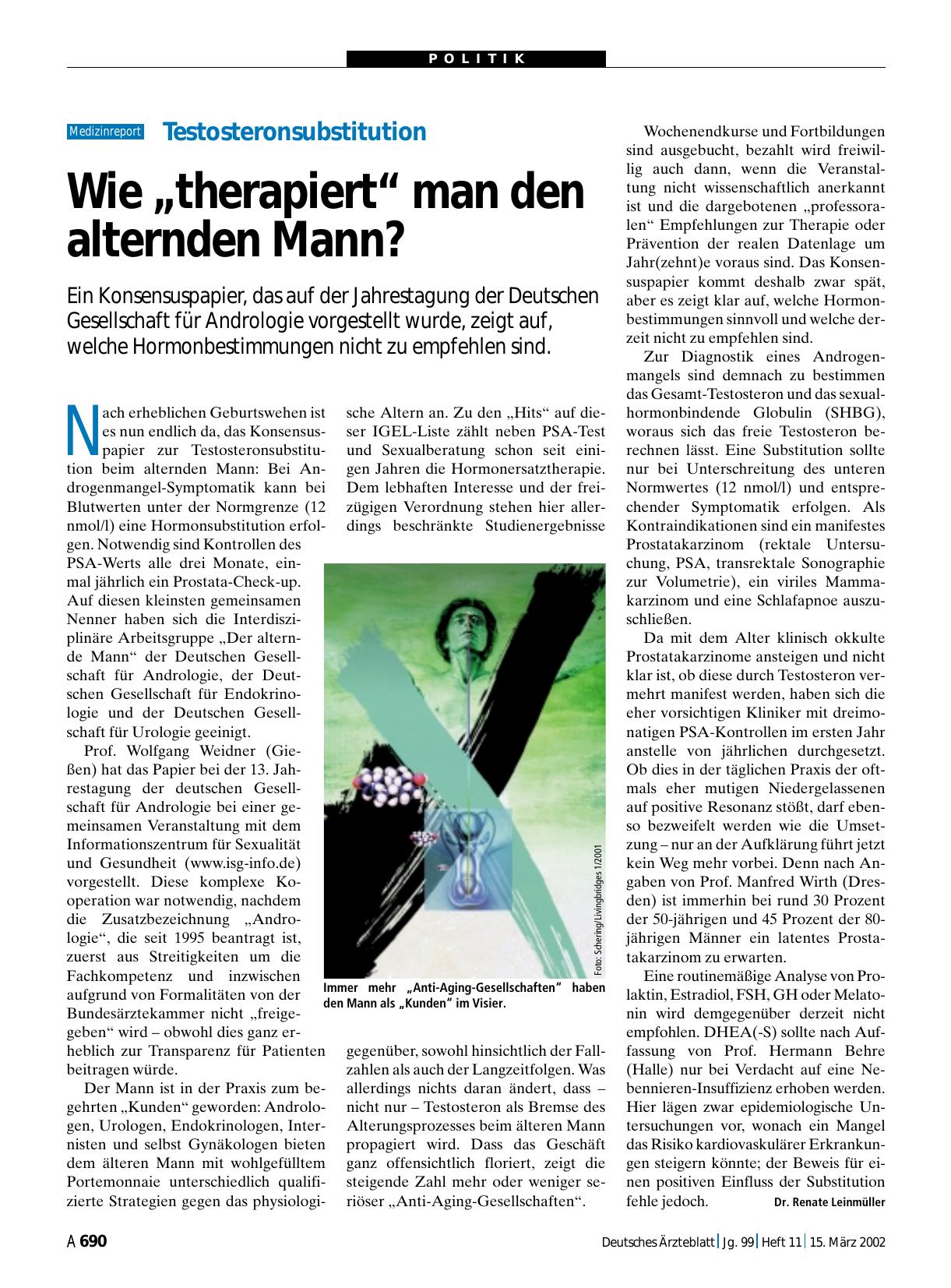 Vorschauseite 1: Testosteronsubstitution: Wie „therapiert“ man den alternden Mann?