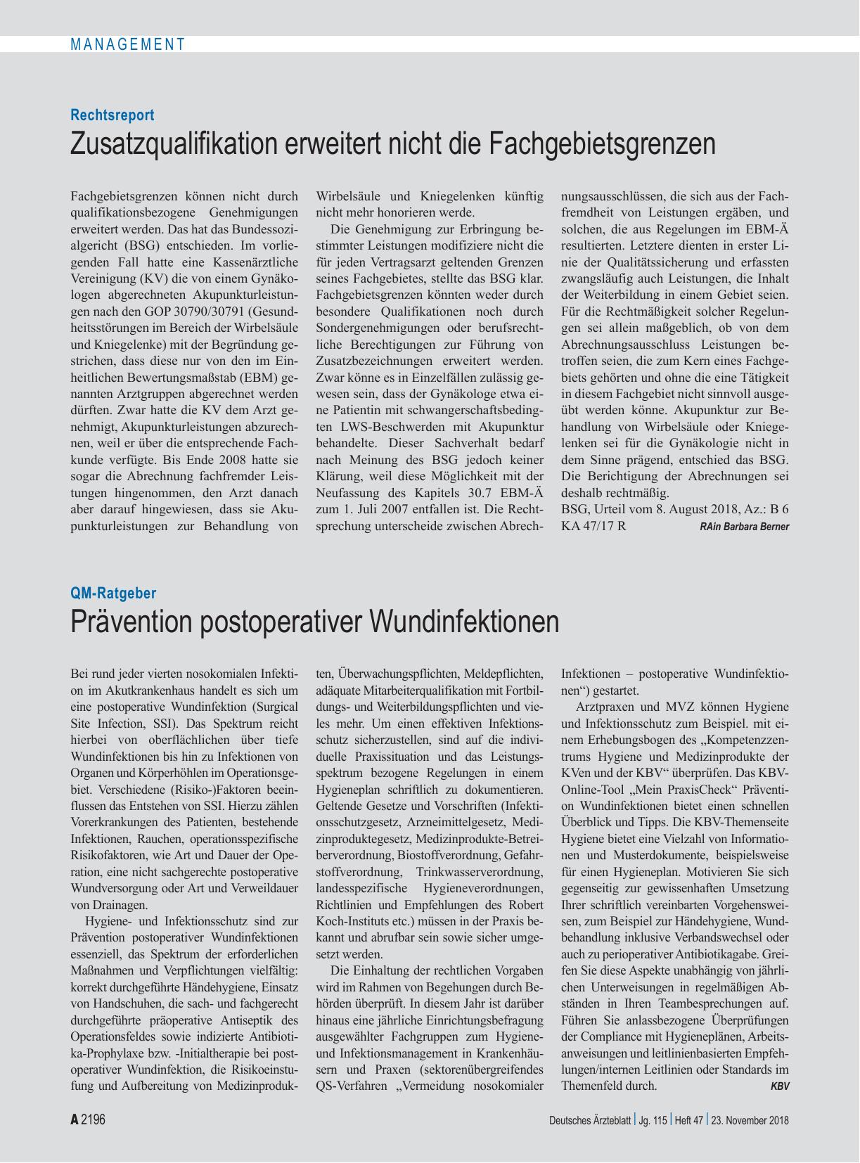 Vorschauseite 1: QM-Ratgeber: Prävention postoperativer Wundinfektionen