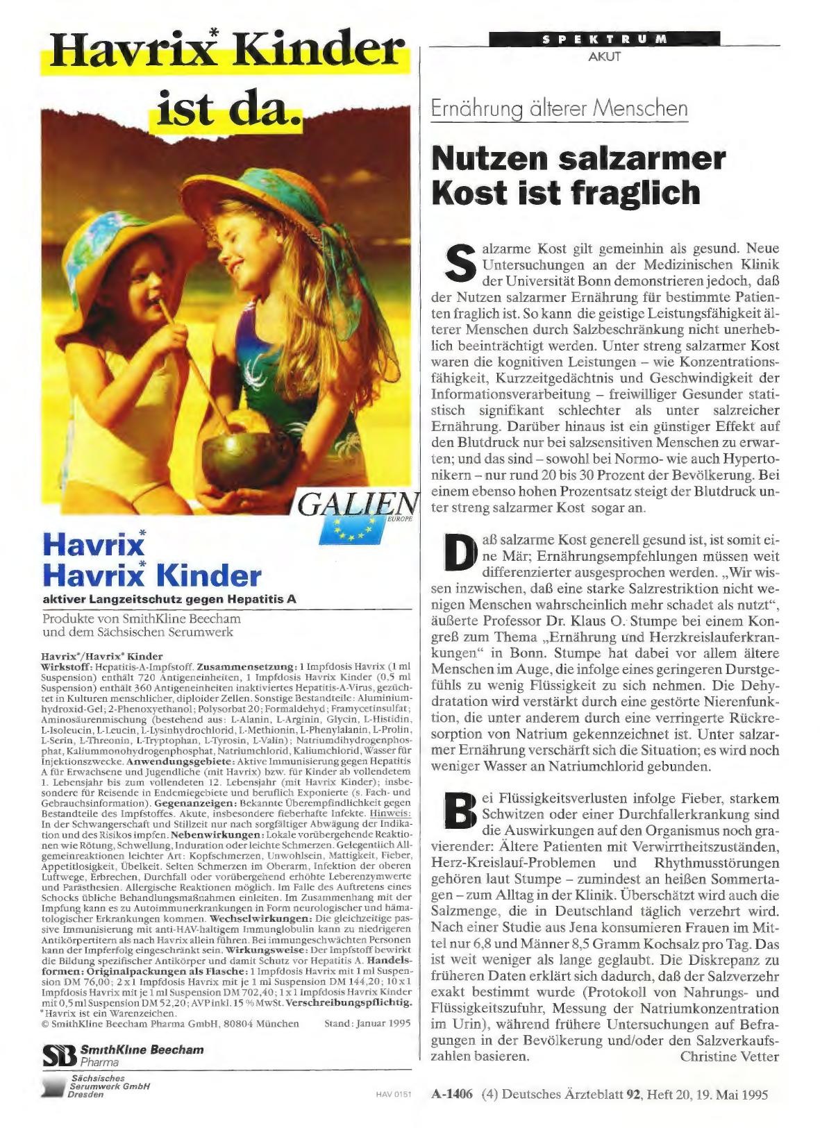 Vorschauseite 1: Ernährung älterer Menschen: Nutzen salzarmer Kost ist fraglich