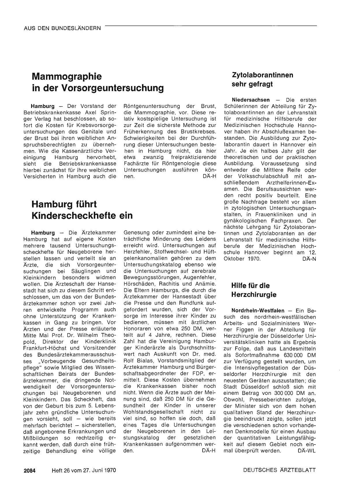 Vorschauseite 1: Hamburg führt Kinderscheckhefte ein