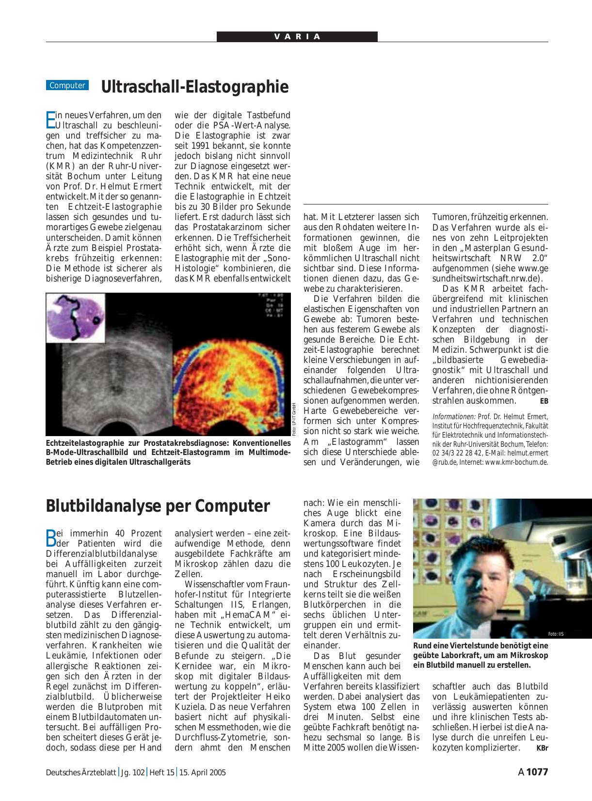 Vorschauseite 1: Blutbildanalyse per Computer