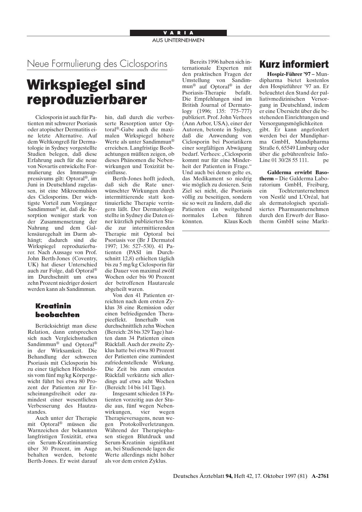 Vorschauseite 1: Kurz informiert