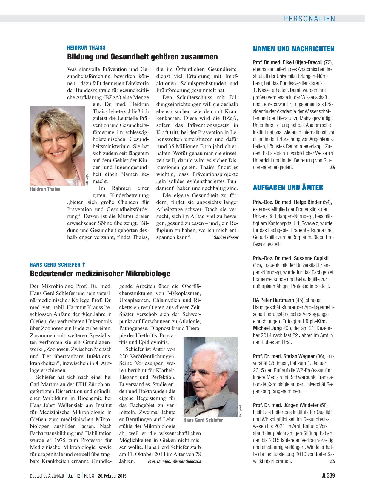 Vorschauseite 1: Heidrun Thaiss: Bildung und Gesundheit gehören zusammen
