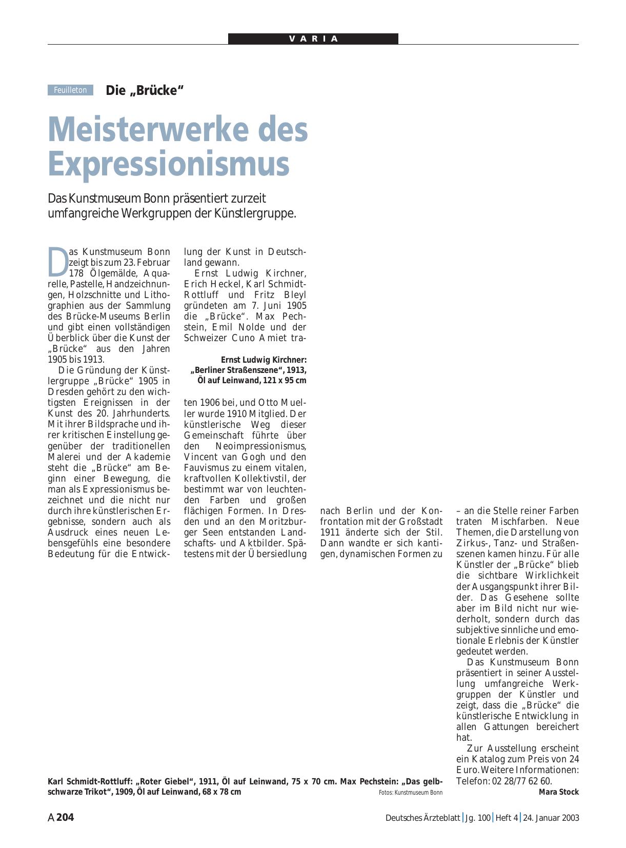 Vorschauseite 1: Die „Brücke“: Meisterwerke des Expressionismus