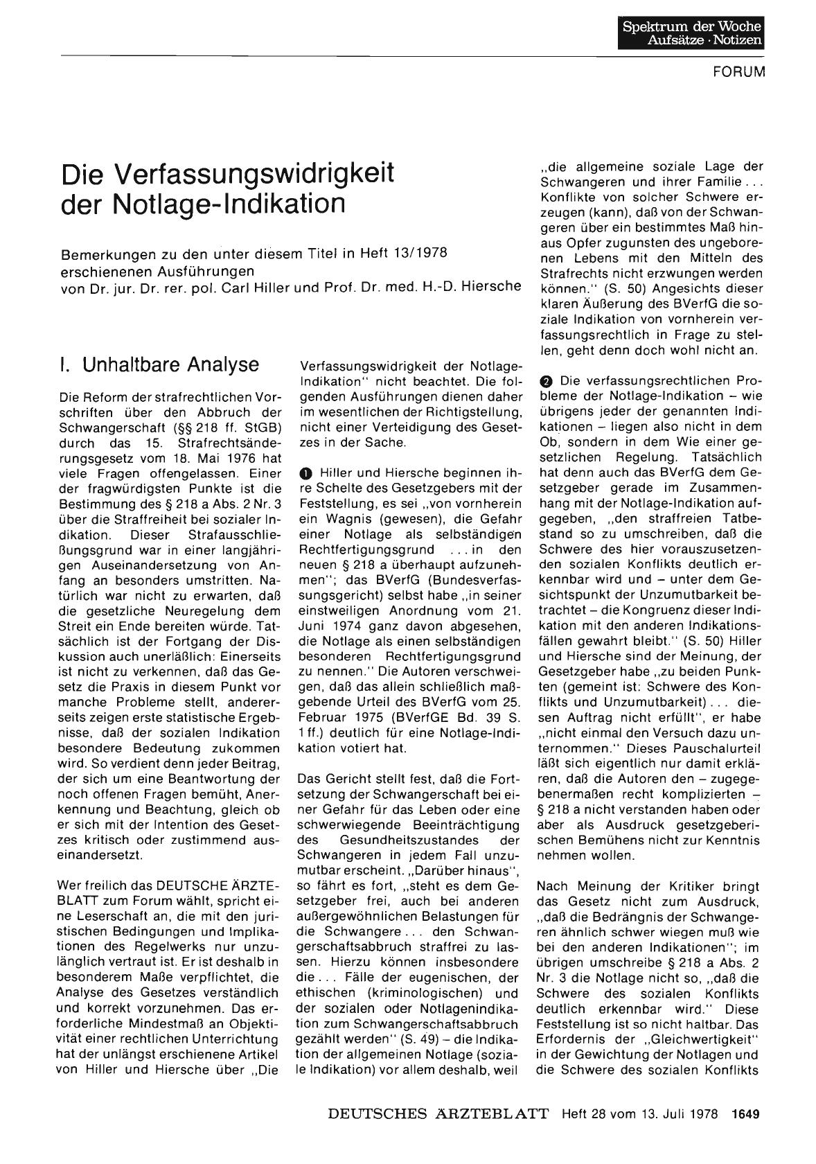 Vorschauseite 1: Die Verfassungswidrigkeit der Notlage-Indikation