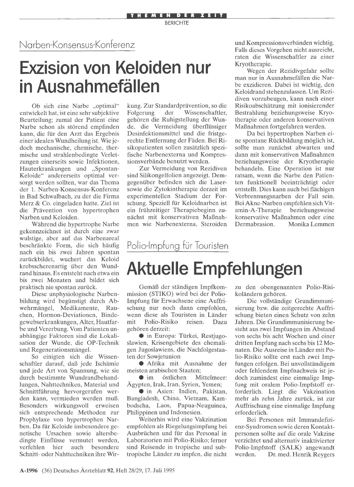Vorschauseite 1: Narben-Konsensus-Konferenz: Exzision von Keloiden nur in Ausnahmefällen