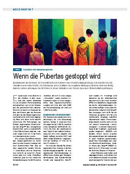 Vorschauseite 1: Transition bei Genderdysphorie: Wenn die Pubertas gestoppt wird