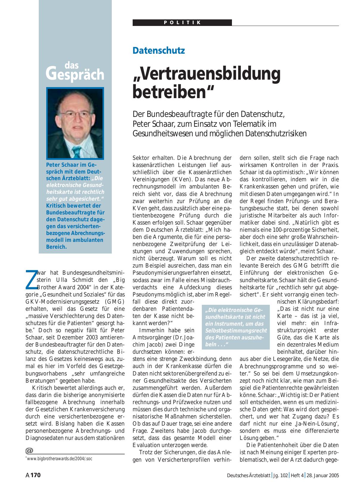 Vorschauseite 1: Datenschutz: „Vertrauensbildung betreiben“