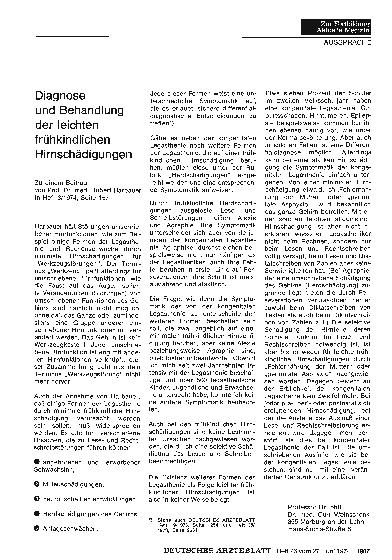 Vorschauseite 1: Diagnose und Behandlung der leichten frühkindlichen Hirnschädigungen