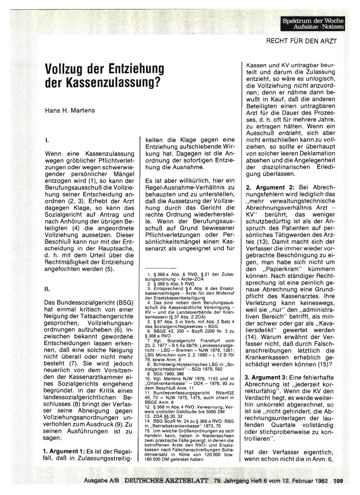 Vorschauseite 1: Vollzug der Entziehung der Kassenzulassung?