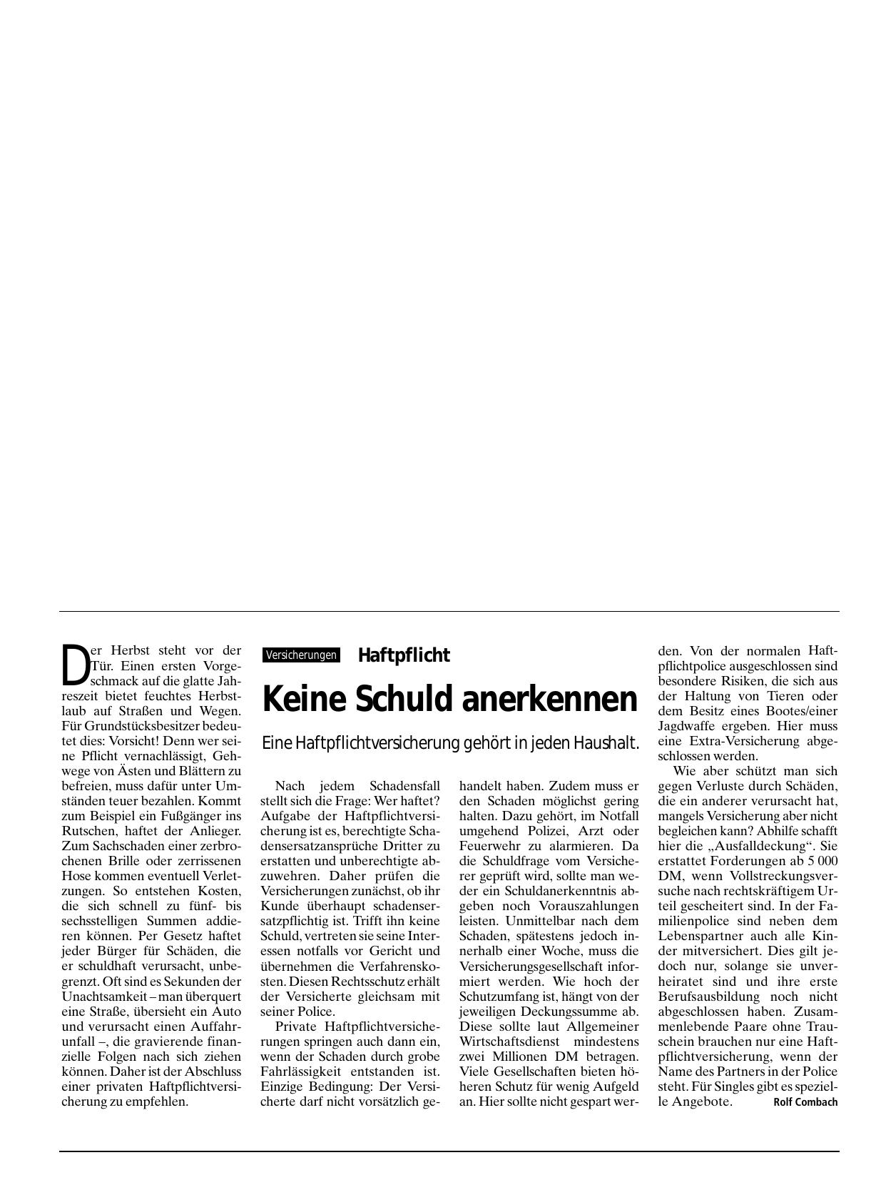 Vorschauseite 1: Haftpflicht: Keine Schuld anerkennen