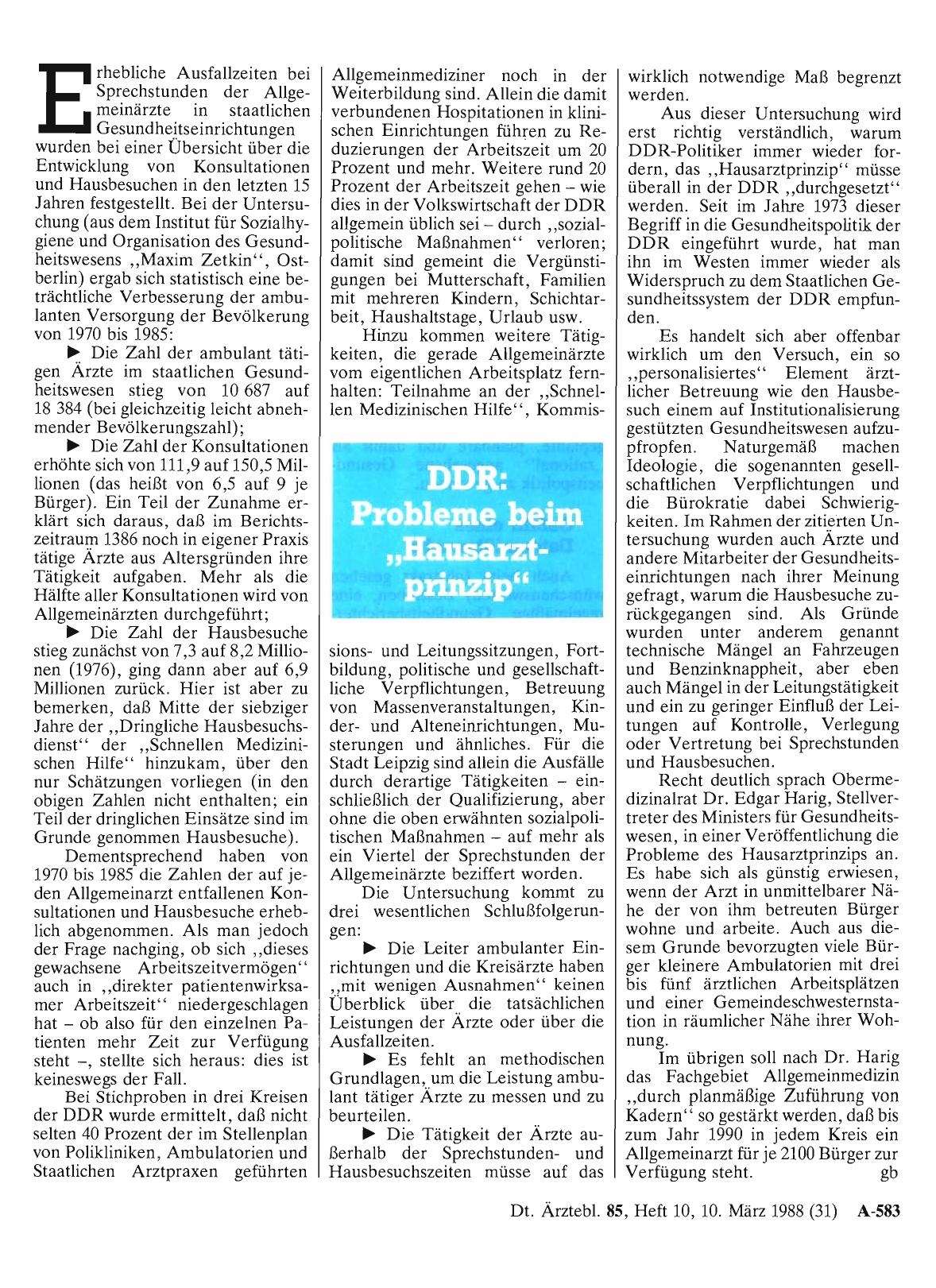 Vorschauseite 1: DDR: Probleme beim „Hausarzt-prinzip“