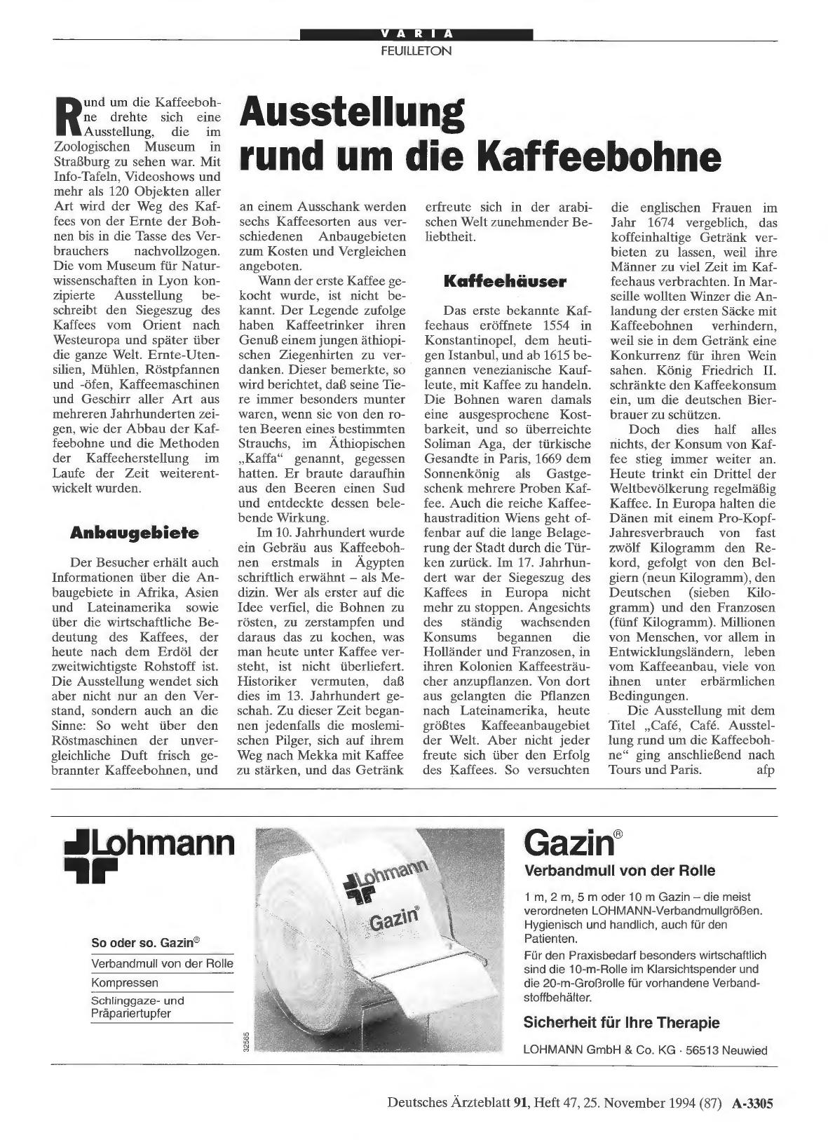 Vorschauseite 1: Ausstellung rund um die Kaffeebohne