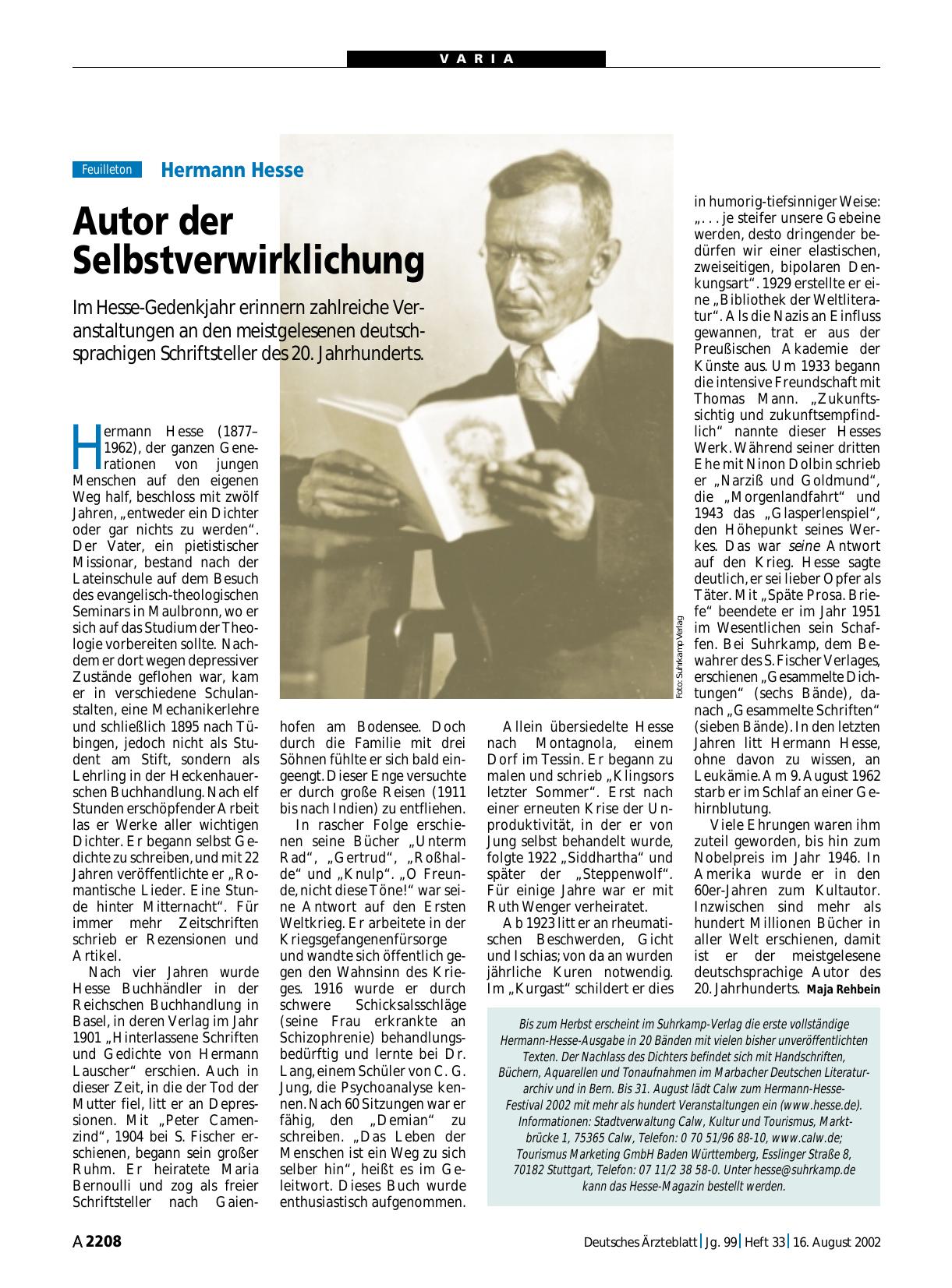 Vorschauseite 1: Hermann Hesse: Autor der Selbstverwirklichung