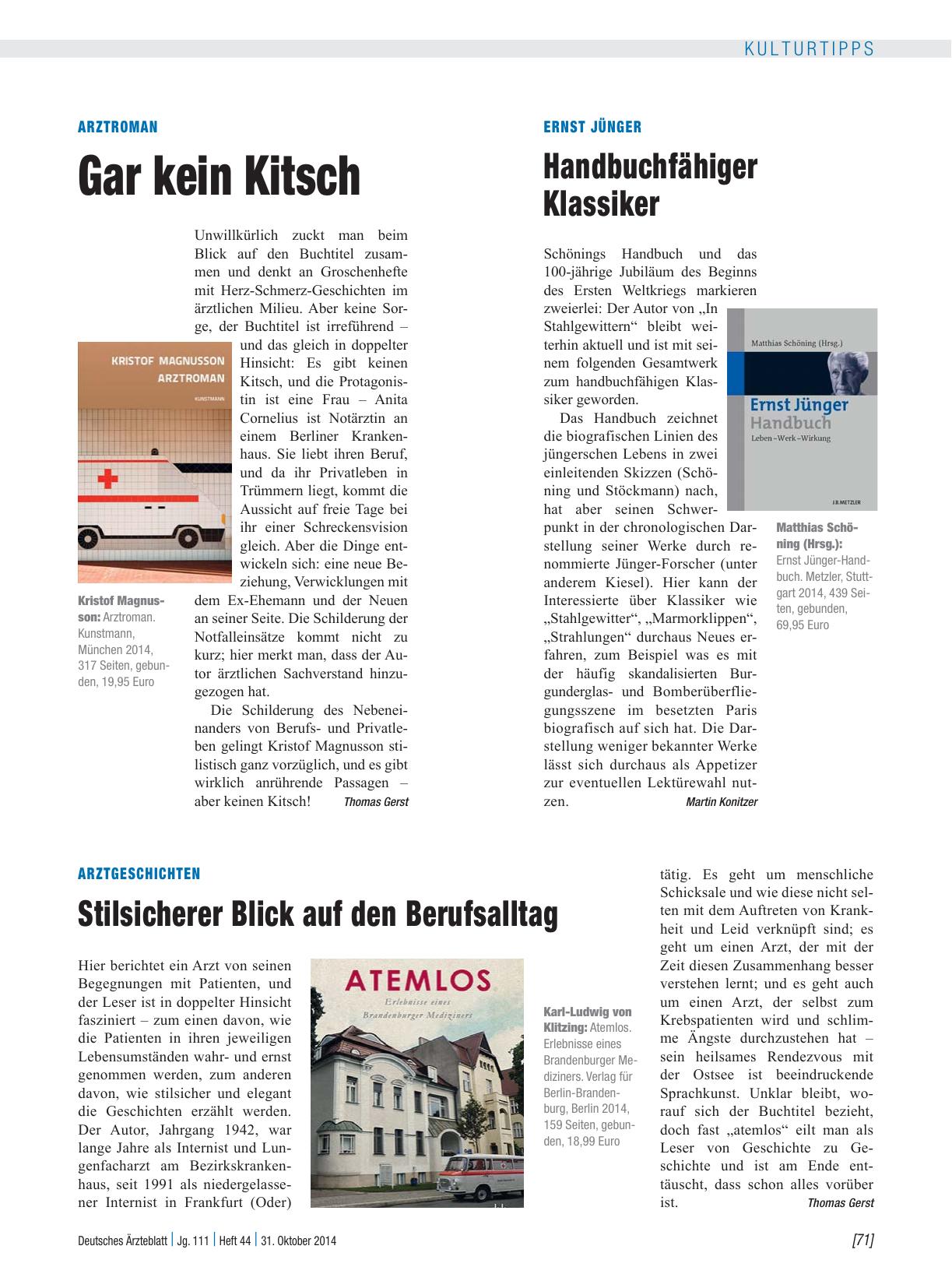 Vorschauseite 1: Ernst Jünger: Handbuchfähiger Klassiker