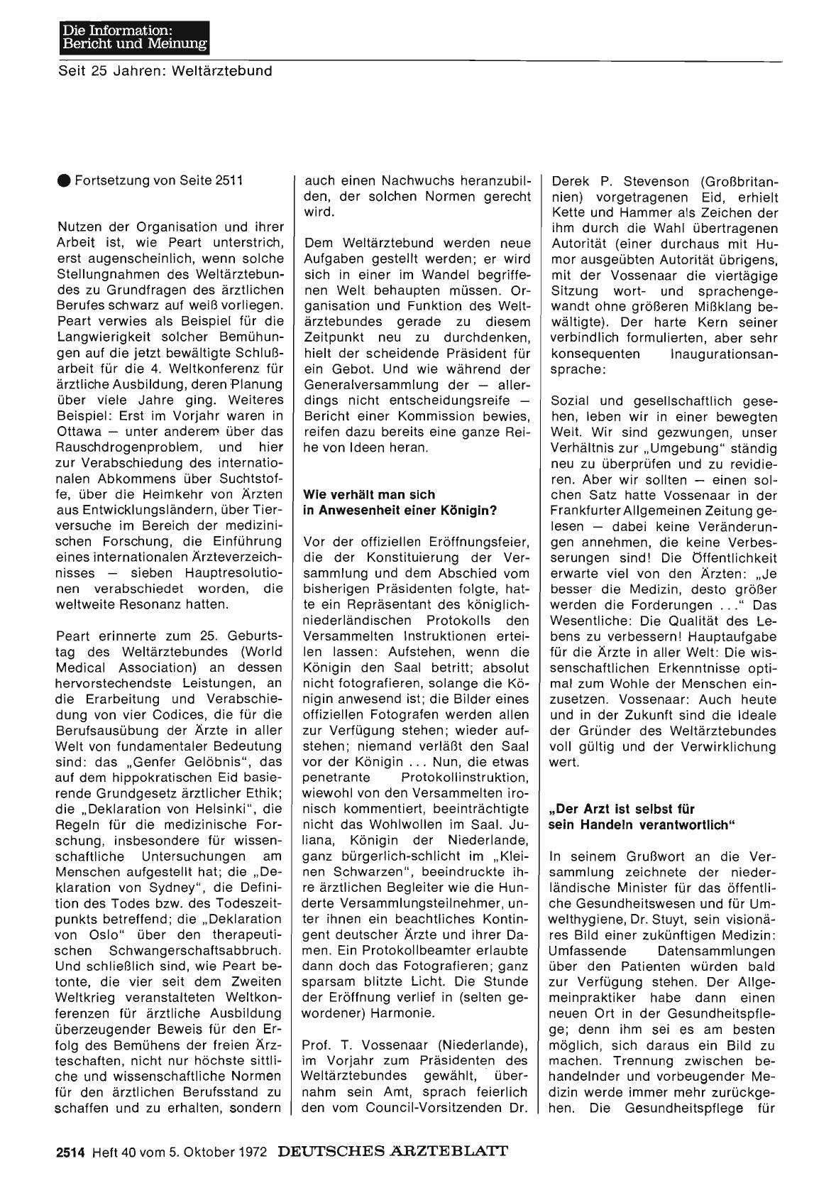 Vorschauseite 1: Seit 25 Jahren: Weltärztebund — Aus der Arbeit der XXVI. Generalversammlung (Teil 2)