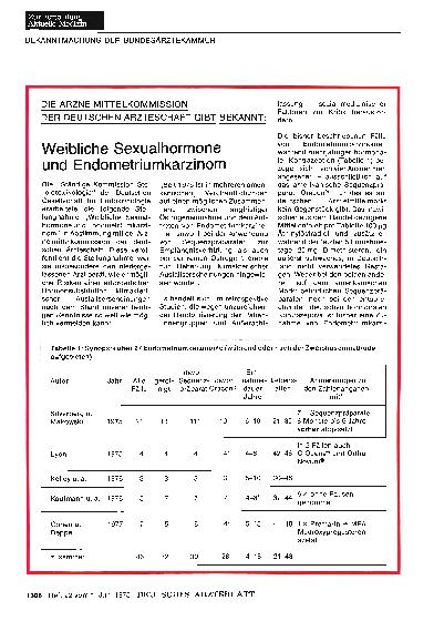 Vorschauseite 1: Weibliche Sexualhormone und Endometriumkarzinom