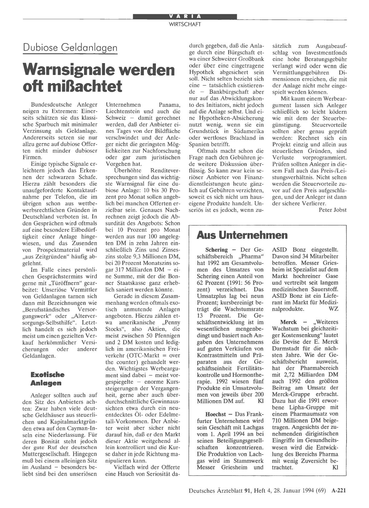 Vorschauseite 1: Aus Unternehmen