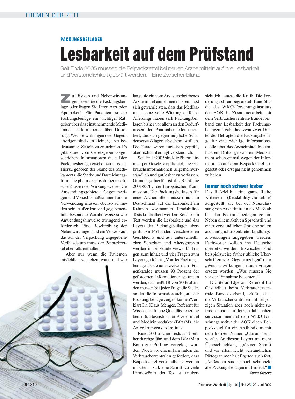 Vorschauseite 1: Packungsbeilagen: Lesbarkeit auf dem Prüfstand