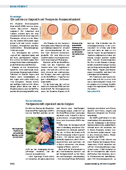 Vorschauseite 1: Dermatologie: S2k-Leitlinie zur Diagnostik und Therapie der Rosazea aktualisiert