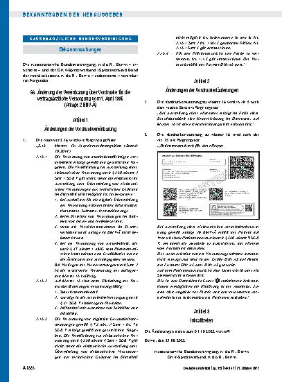 Vorschauseite 1: 66. Änderung der Vereinbarung über Vordrucke für die vertragsärztliche Versorgung vom 1. April 1995 (Anlage 2 BMV-Ä)