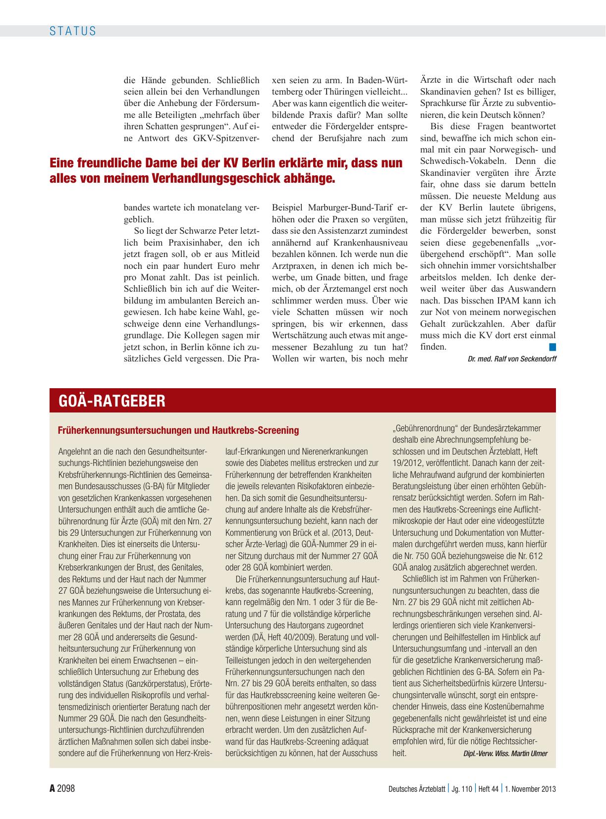 Vorschauseite 1: Früherkennungsuntersuchungen und Hautkrebs-Screening