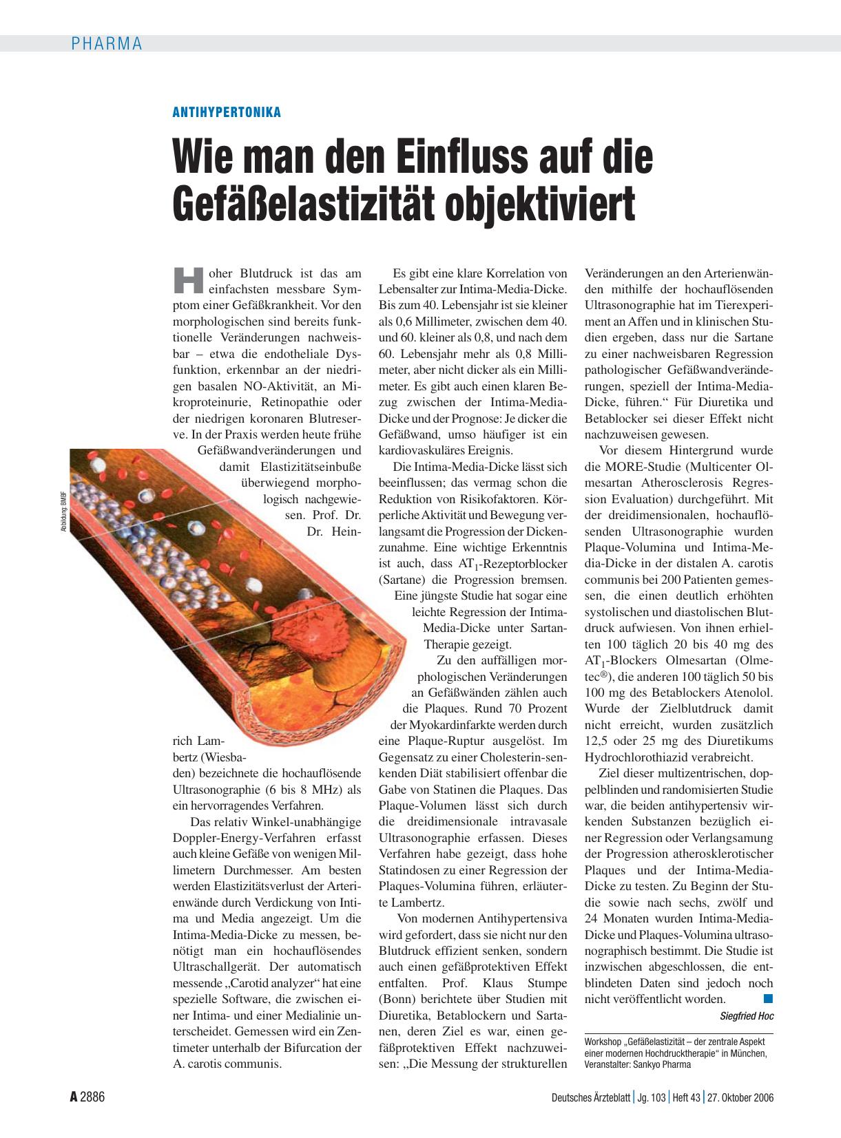 Vorschauseite 1: Antihypertonika: Wie man den Einfluss auf die Gefäßelastizität objektiviert