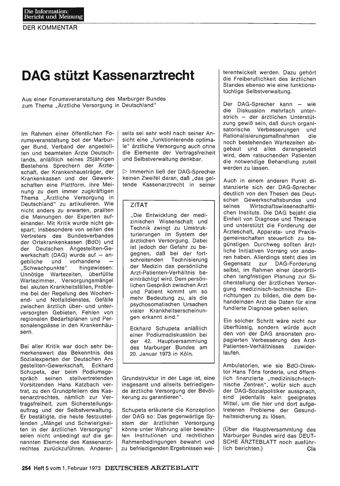 Vorschauseite 1: DAG stützt Kassenarztrecht. Aus einer Forumsveranstaltung des Marburger Bundes zum Thema „Ärztliche Versorgung in Deutschland"