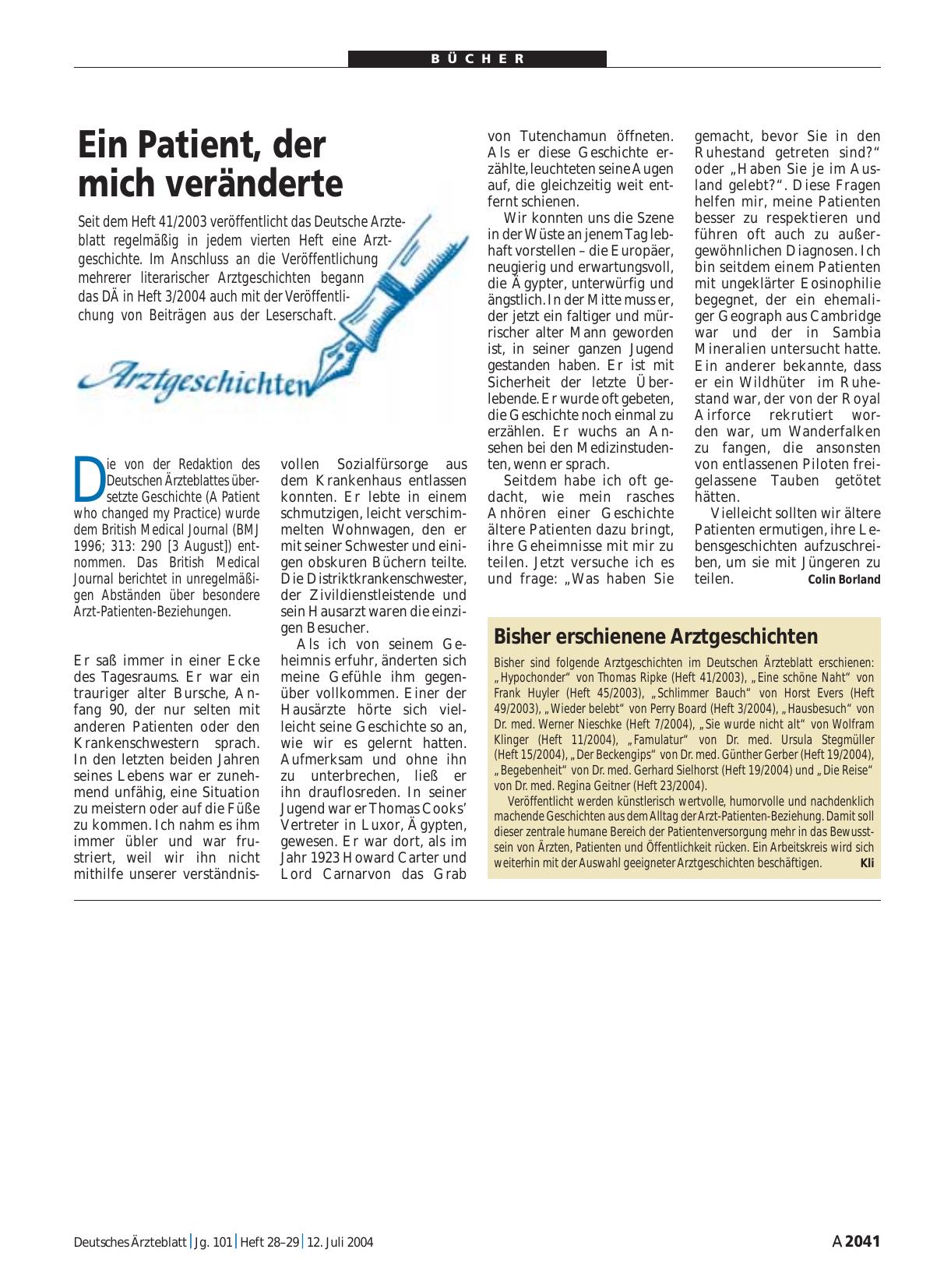 Vorschauseite 1: Arztgeschichten: Ein Patient, der mich veränderte