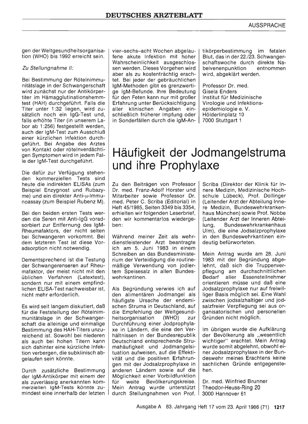 Vorschauseite 1: Häufigkeit der Jodmangelstruma und ihre Prophylaxe