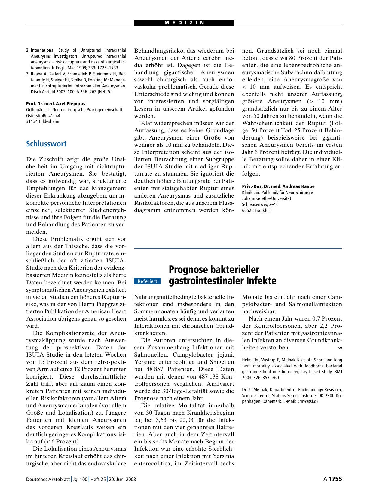 Vorschauseite 1: Prognose bakterieller gastrointestinaler Infekte