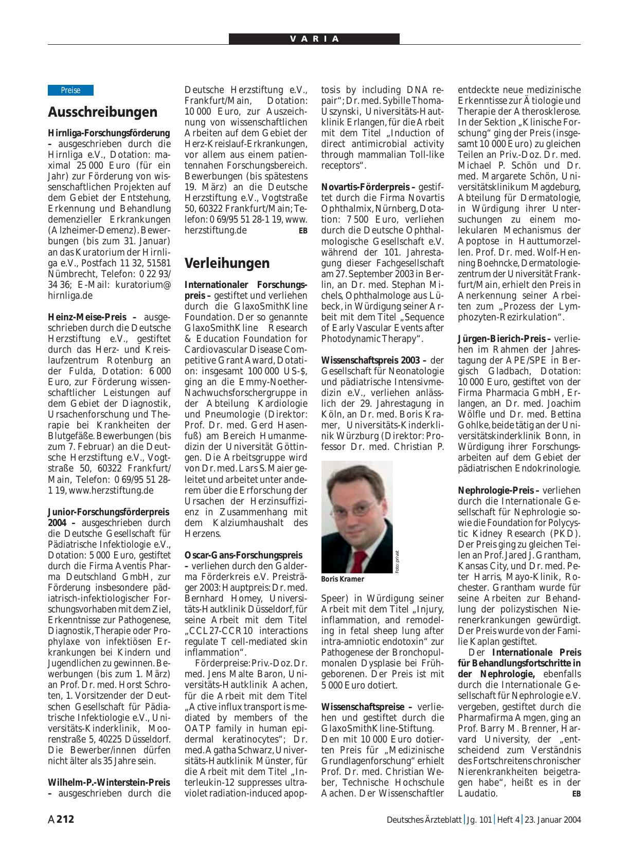 Vorschauseite 1: Ausschreibungen