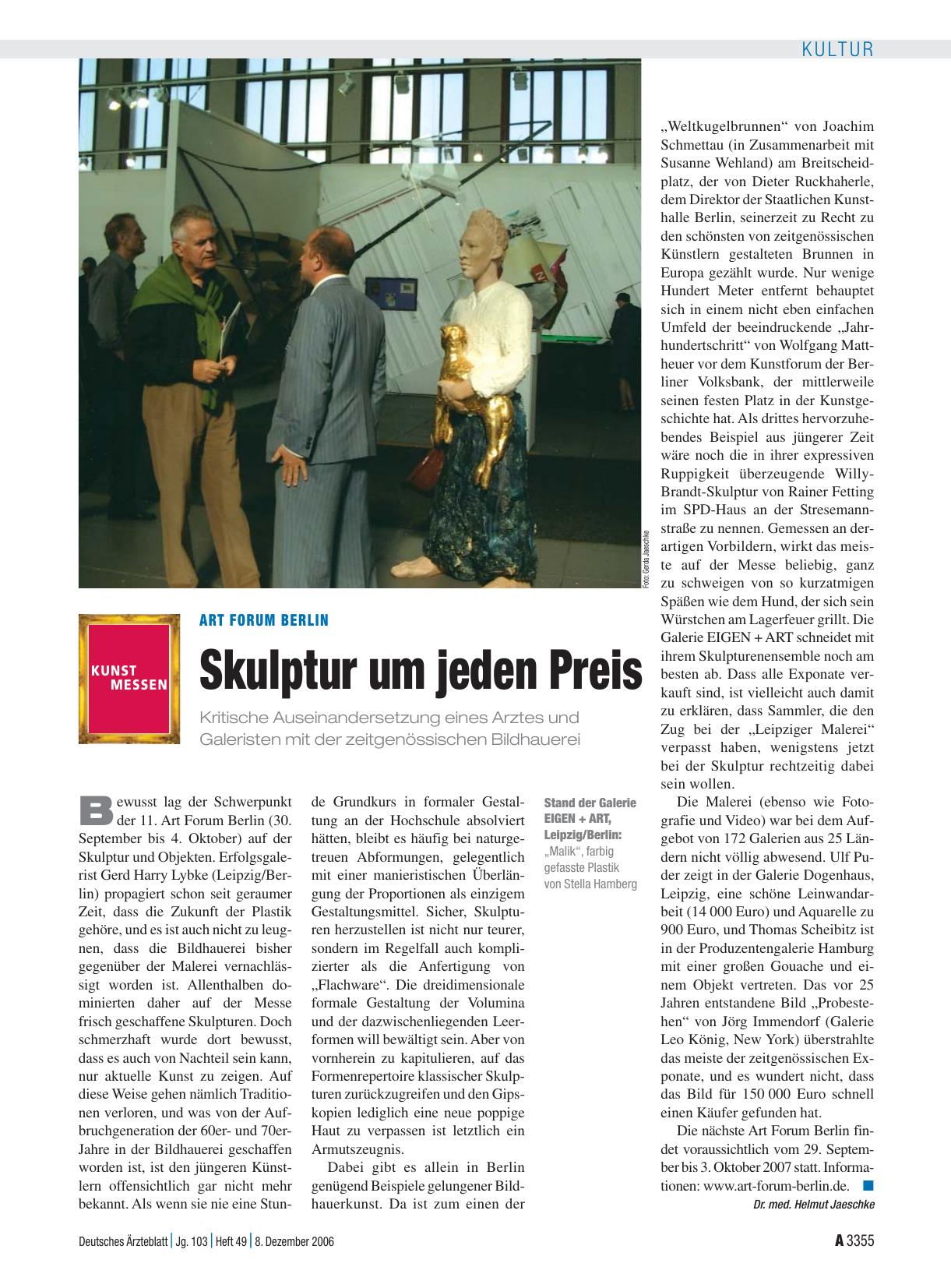 Vorschauseite 1: Art forum Berlin: Skulptur um jeden Preis