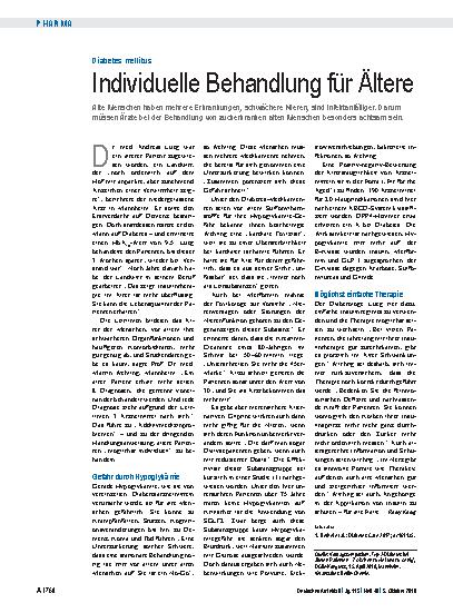 Vorschauseite 1: Diabetes mellitus: Individuelle Behandlung für Ältere