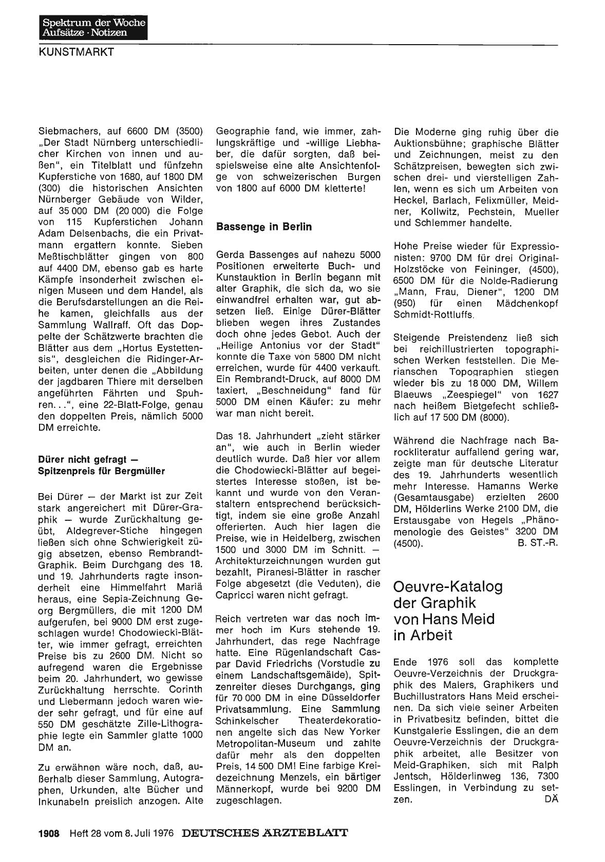 Vorschauseite 1: Oeuvre-Katalog der Graphik von Hans Meid in Arbeit
