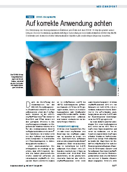 Vorschauseite 1: COVID-19-Impfstoffe: Auf korrekte Anwendung achten