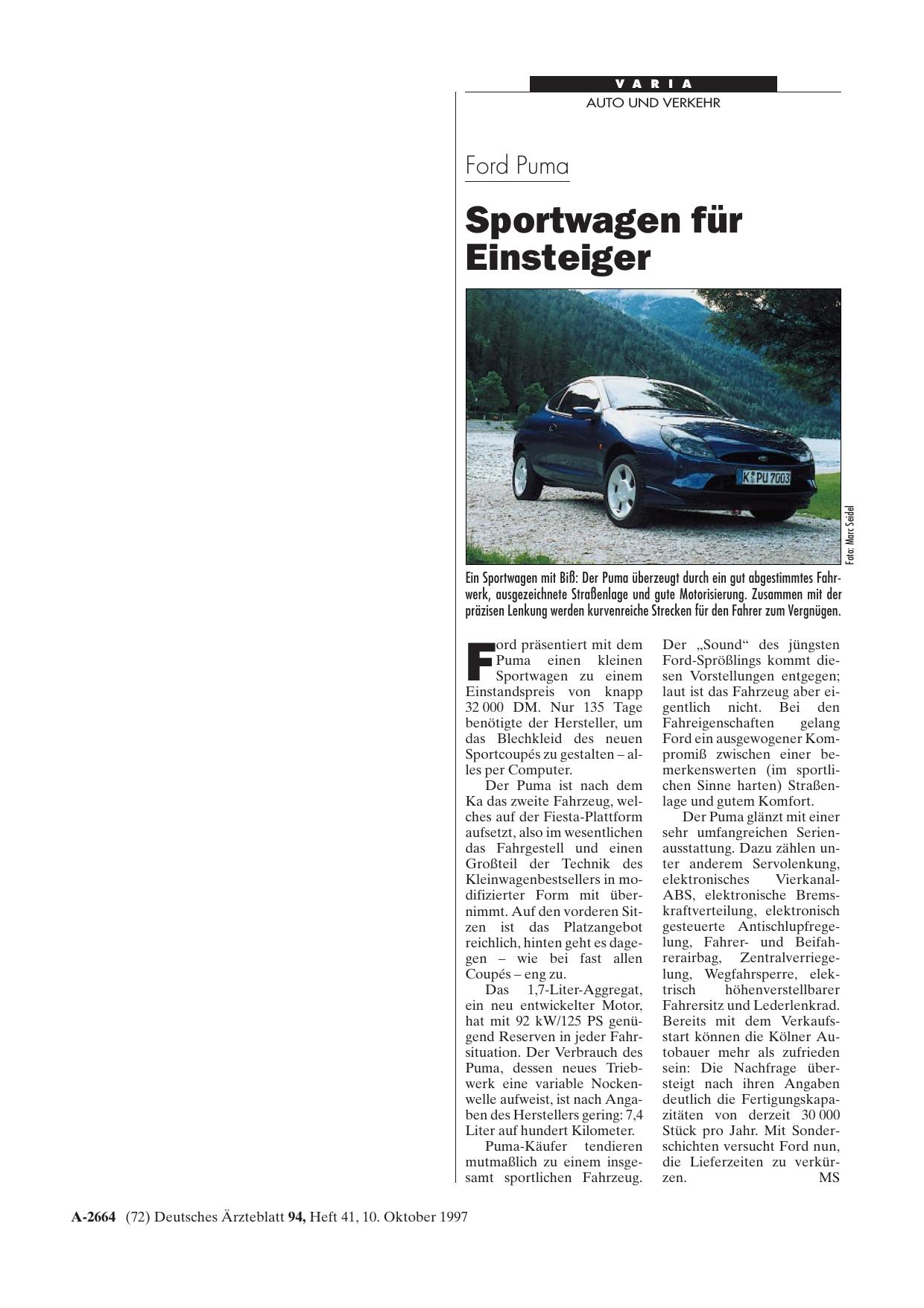Vorschauseite 1: Ford Puma: Sportwagen für Einsteiger