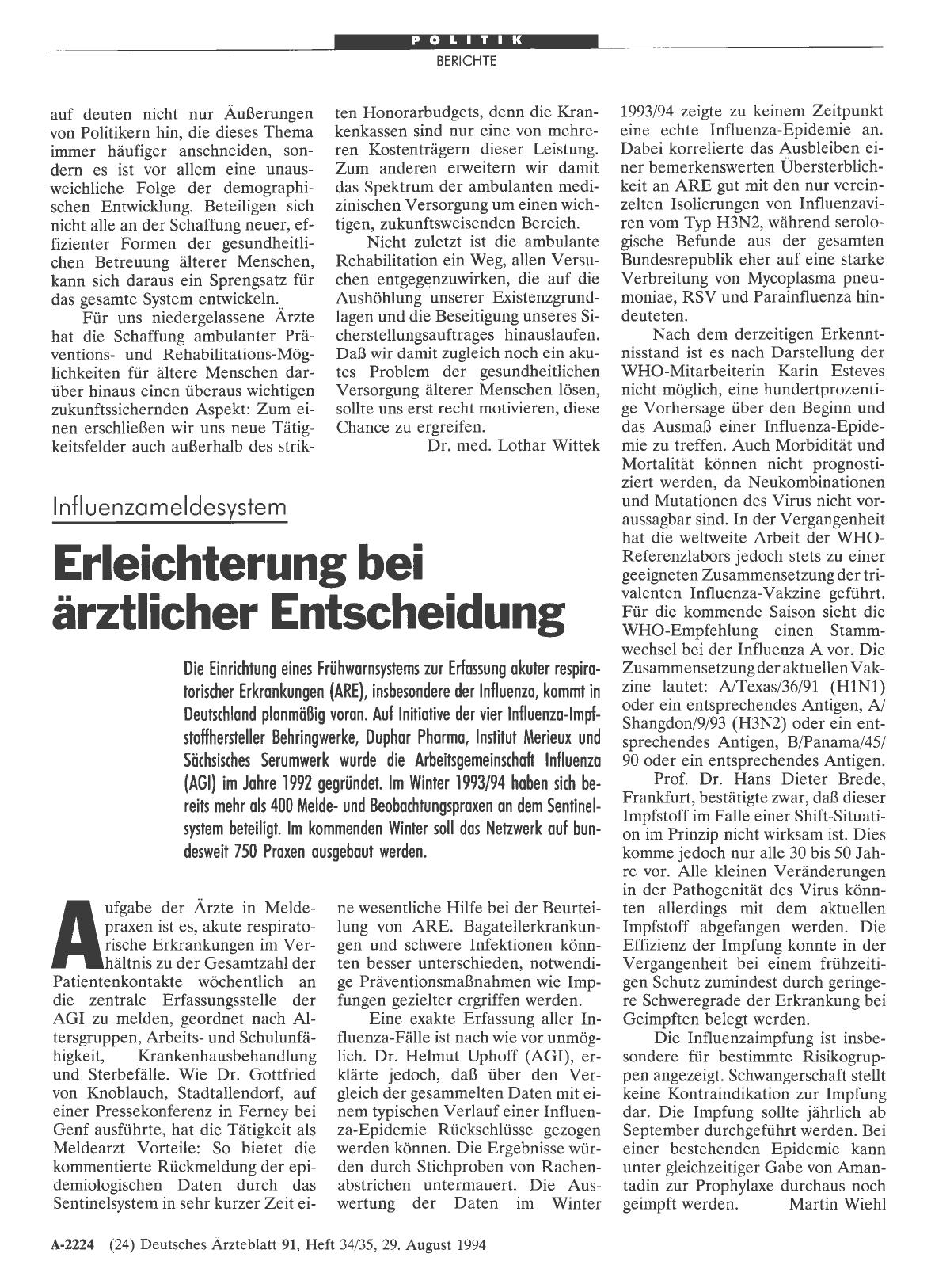 Vorschauseite 1: Influenzameldesystem: Erleichterung bei ärztlicher Entscheidung