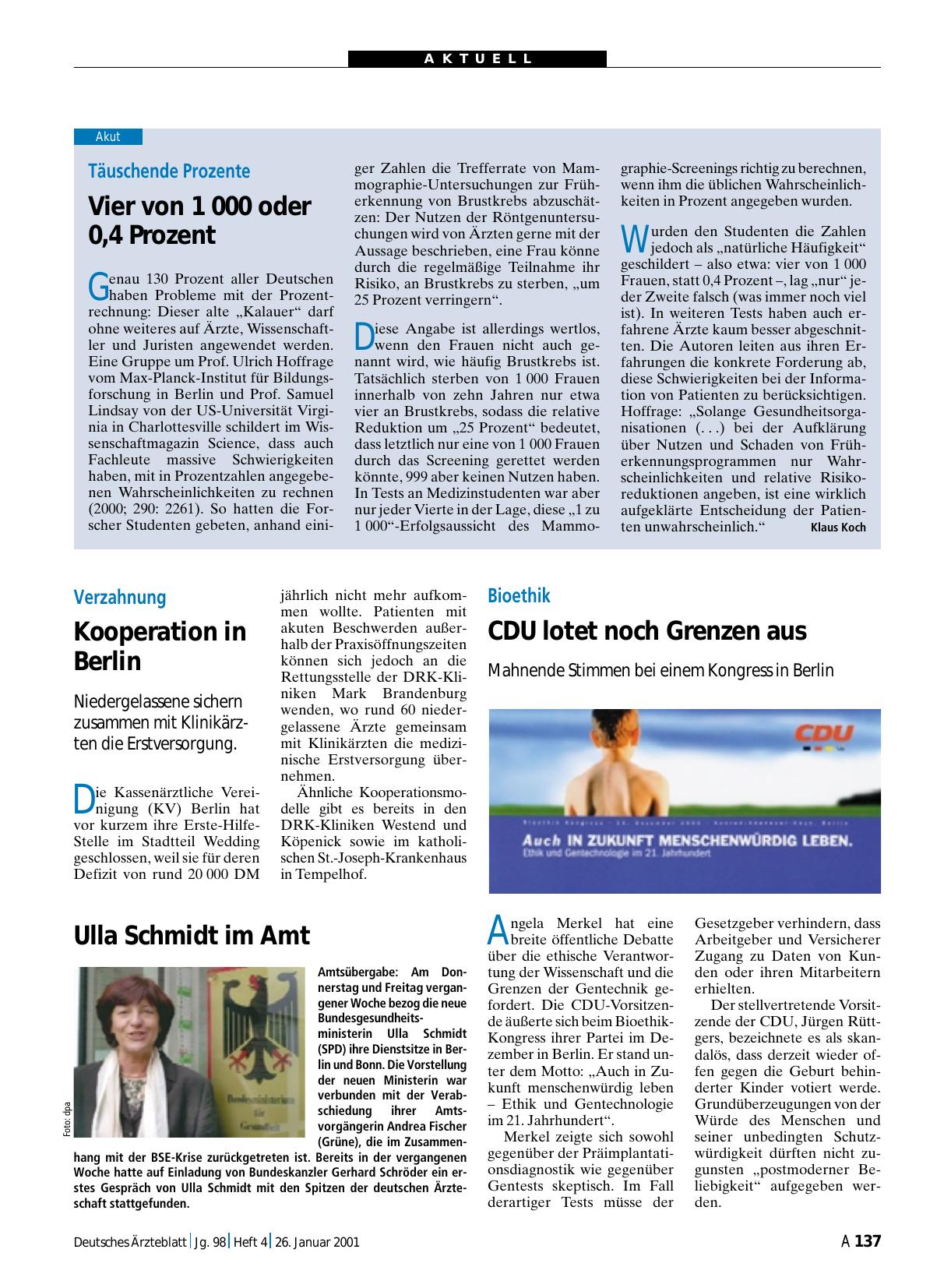Vorschauseite 1: Täuschende Prozente: Vier von 1 000 oder 0, 4 Prozent