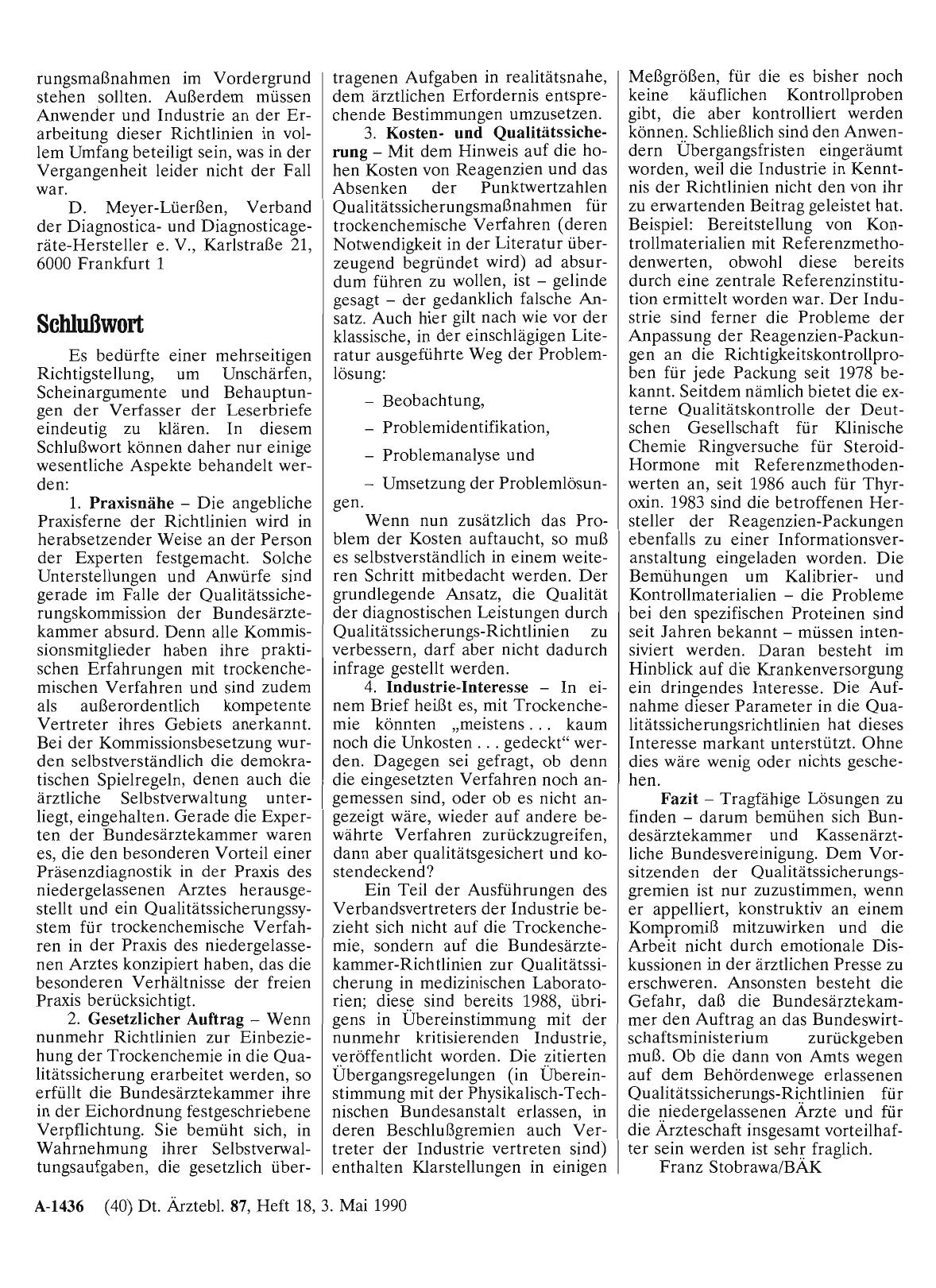 Vorschauseite 1: Trockenchemie: Qualitätssicherung für den Praxisalltag: Schlußwort